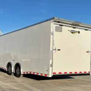2026 28′ Millennium Extreme Car Hauler 2/6000# Spread Torsion Axles Aluminum Wheels .030 White